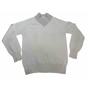 Givenchy Sport Vintage Sweater 34 Pullover Embroidered Ivory FLAW